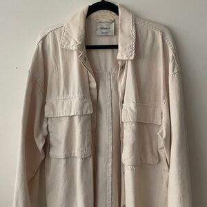 Beige Denim Oversized Jacket